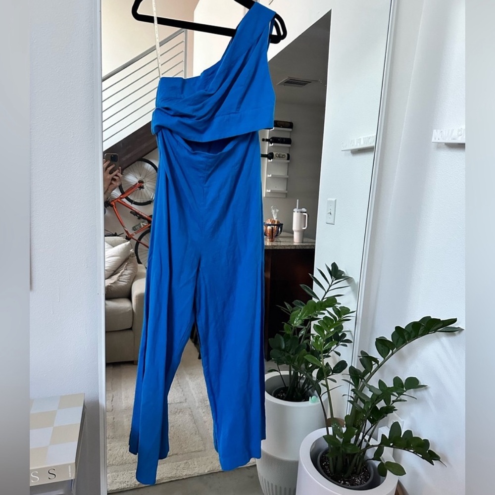 FARM Rio Asymmetric Linen-Blend Jumpsuit - Picture 2 of 5